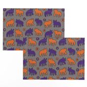 Tribal Bear Design in Orange and Purple-ed