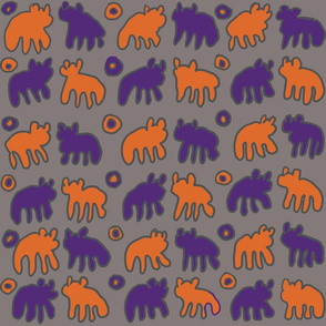 Tribal Bear Design in Orange and Purple-ed