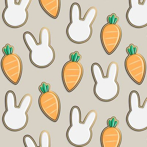 Easter Cutout Cookies - bunnies and carrots - beige - LAD19