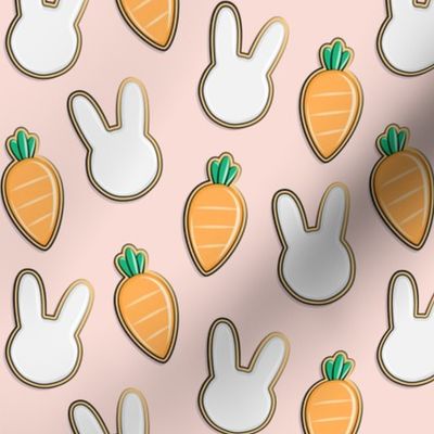 Easter Cutout Cookies - bunnies and carrots - pink - LAD19