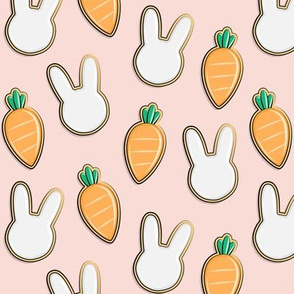 Easter Cutout Cookies - bunnies and carrots - pink - LAD19