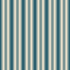 Vintage stripes lagoon teal cream french Wallpaper