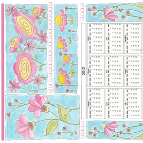 2012 calendar with watercolor flowers