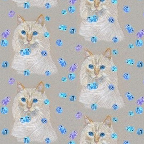 Cats with Blue and Lavender Bells