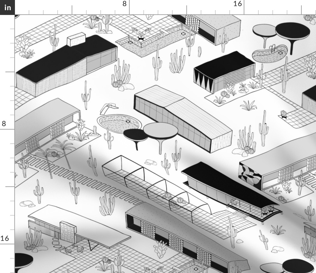 Saguaro modernism - monochrome 