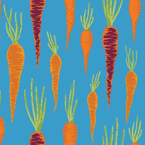 Carrots on blue