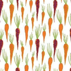 Heirloom Carrots on White