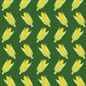 Corn Cobs on Green