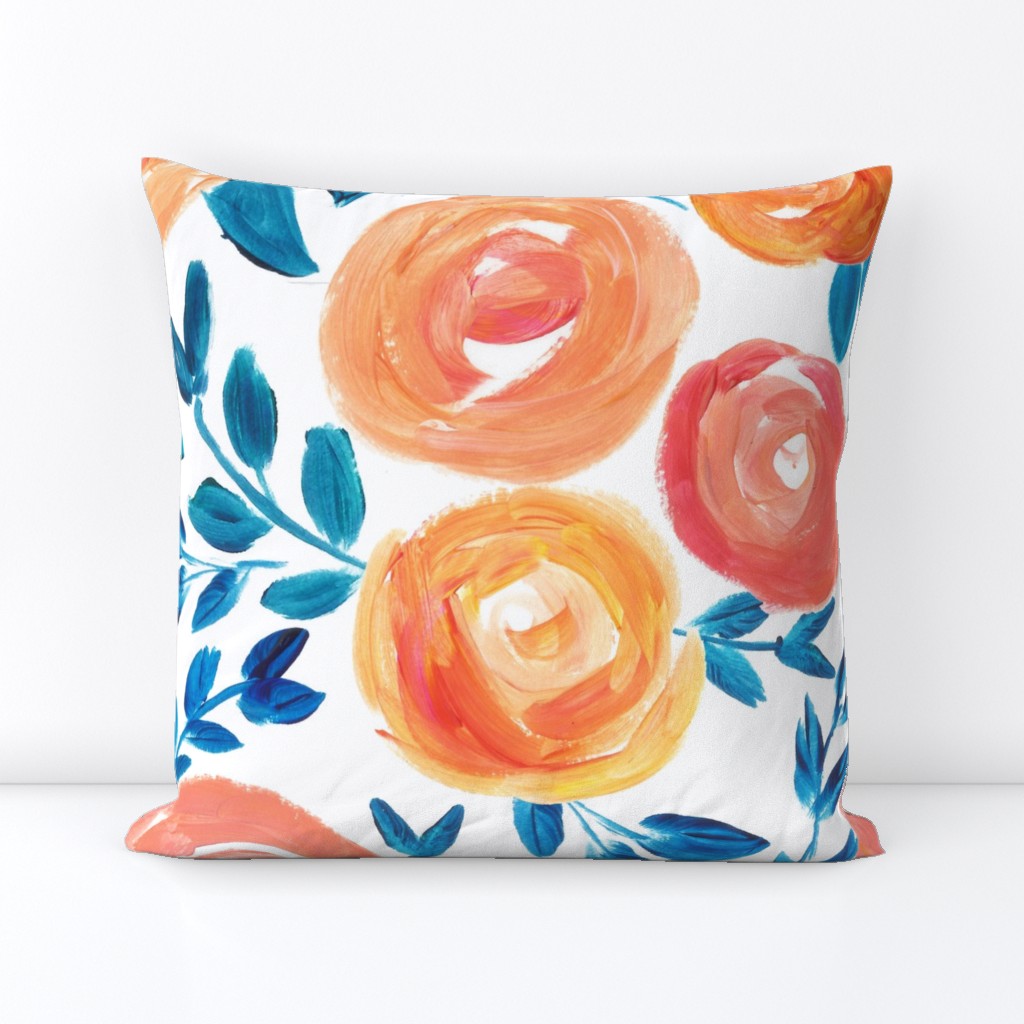 Bohemian Living Coral 2019 Color of the Year Florals - LARGE scale 