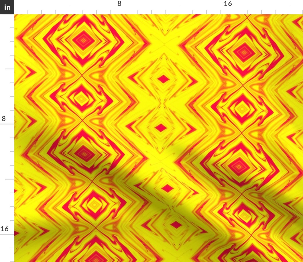 GP2 - XL -  Geometric Pillars of Fire - Yellow - Red