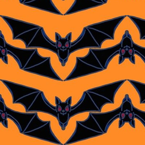 Black Bats on Orange Stripe