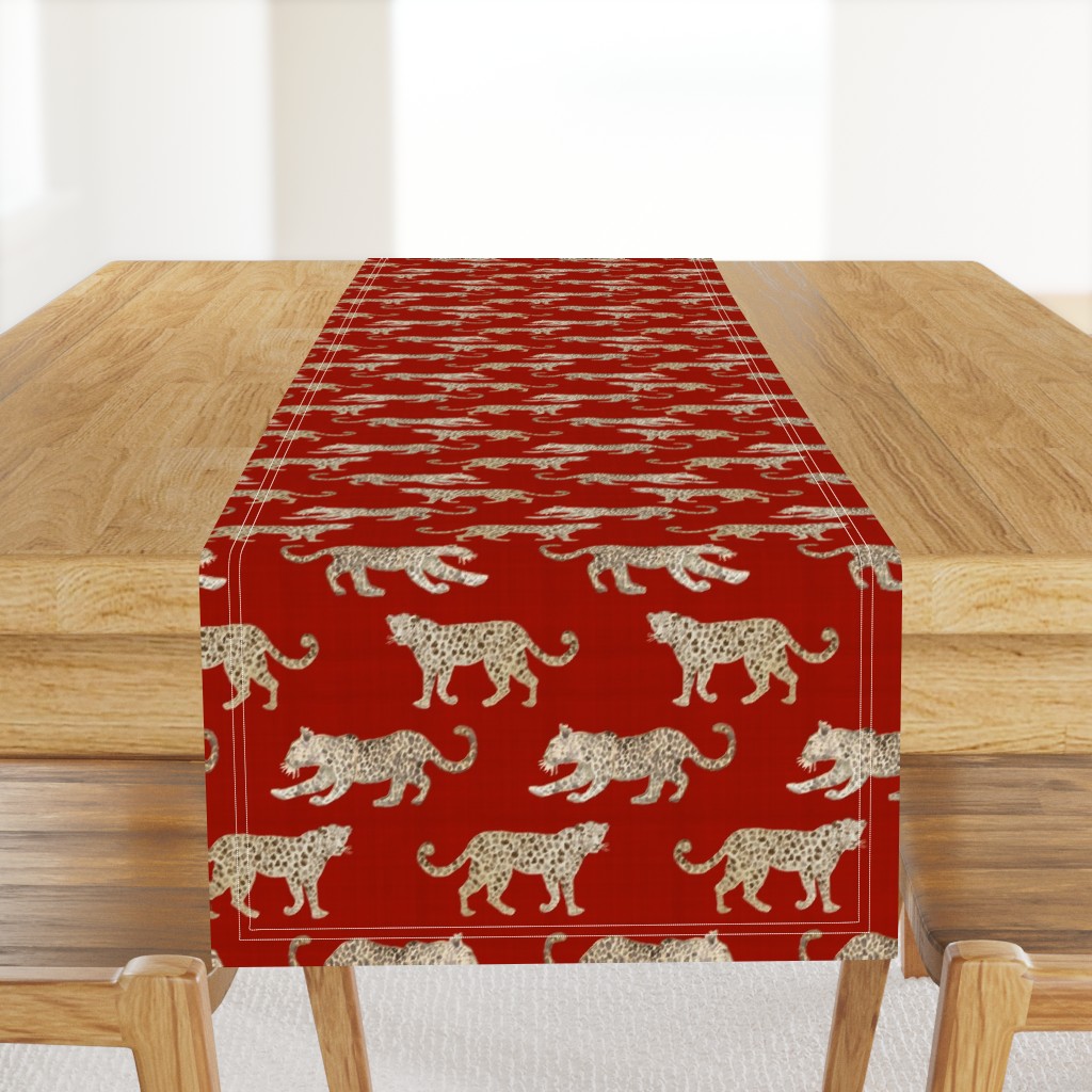 Leopard Parade linen red