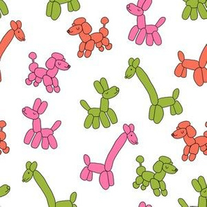 balloon animals fabric - balloon animal party fabric, party animal fabric, andrea lauren fabric, balloon animals gift wrap - green and orange