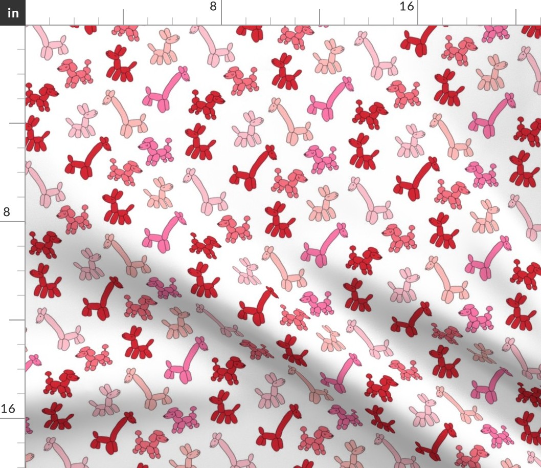 balloon animals fabric - balloon animal party fabric, party animal fabric, andrea lauren fabric, balloon animals gift wrap - red and pink