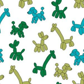 balloon animals fabric - balloon animal party fabric, party animal fabric, andrea lauren fabric, balloon animals gift wrap - blue green