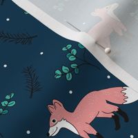 Little Fox forest love winter wonderland sweet dreams good night Christmas design blue pink girls