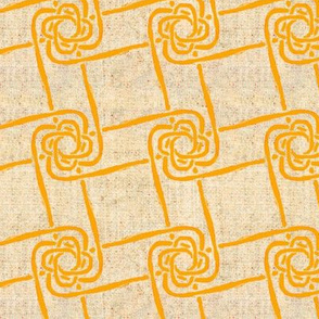 Golden Mustard Yellow Ribbon Twists on Linen Look