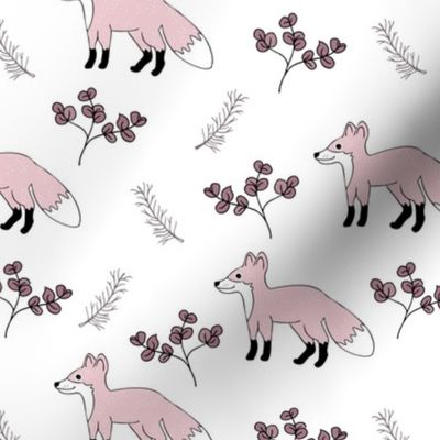 Little Fox forest love sweet fall design soft pastel blush pink girls