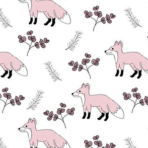 Little Fox forest love sweet fall design soft pastel blush pink girls