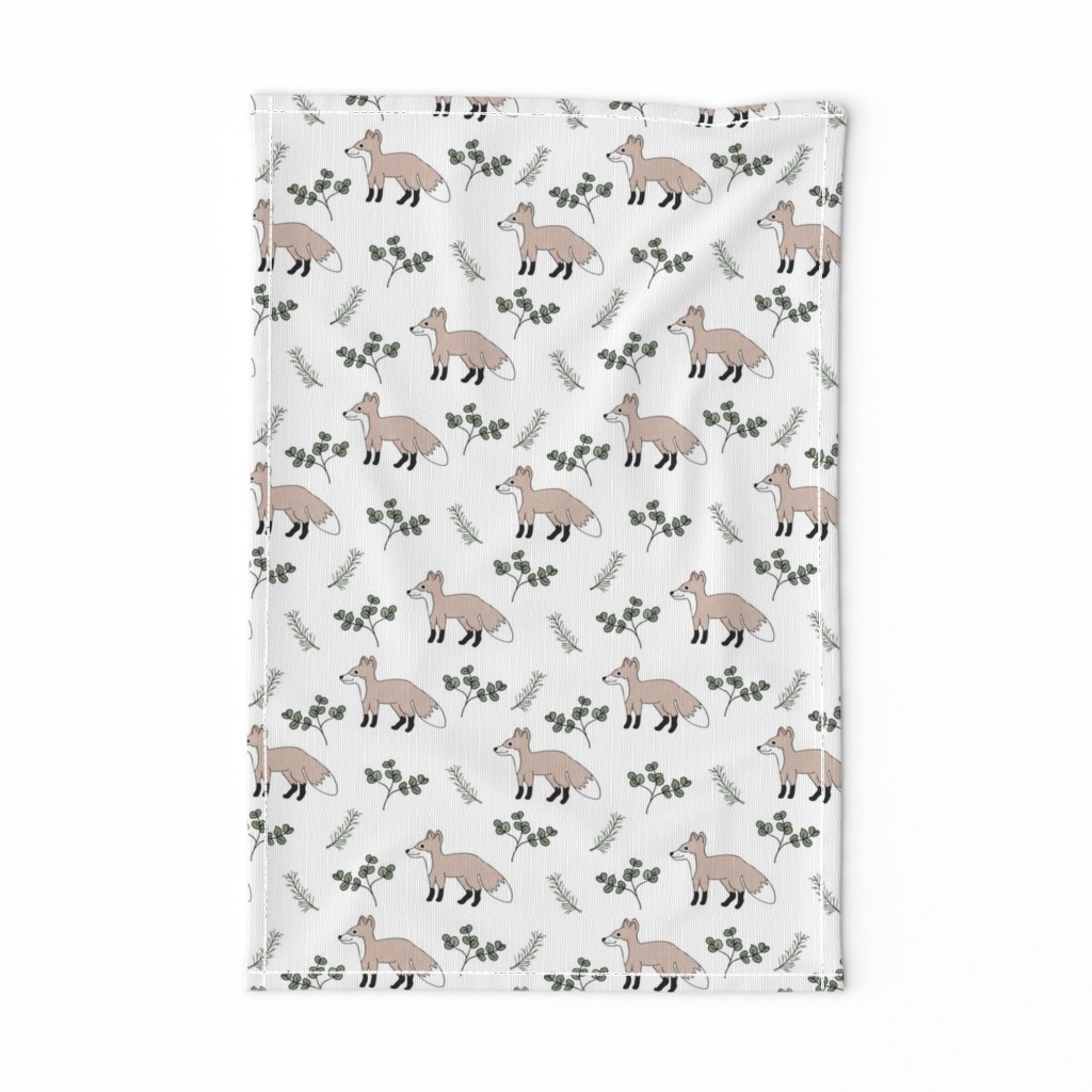 Little Fox forest love sweet fall design soft pastel green beige boys