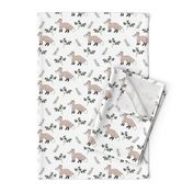 Little Fox forest love sweet fall design soft pastel green beige boys