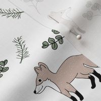 Little Fox forest love sweet fall design soft pastel green beige boys