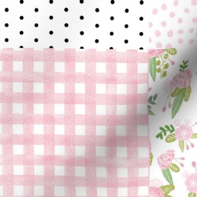 pink floral quilt - shabby chic quilt, baby girl quilt, nursery quilt, cute baby girl fabric