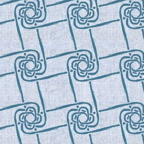 Blue Ribbon Twists on Light Blue Linen Look