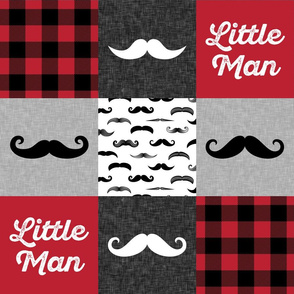 Little Man - Mustache Wholecloth - red and black plaid C19BS