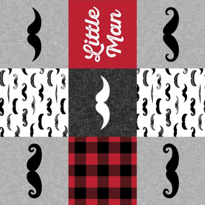Little Man - Mustache Wholecloth - red and black plaid C19BS (90)