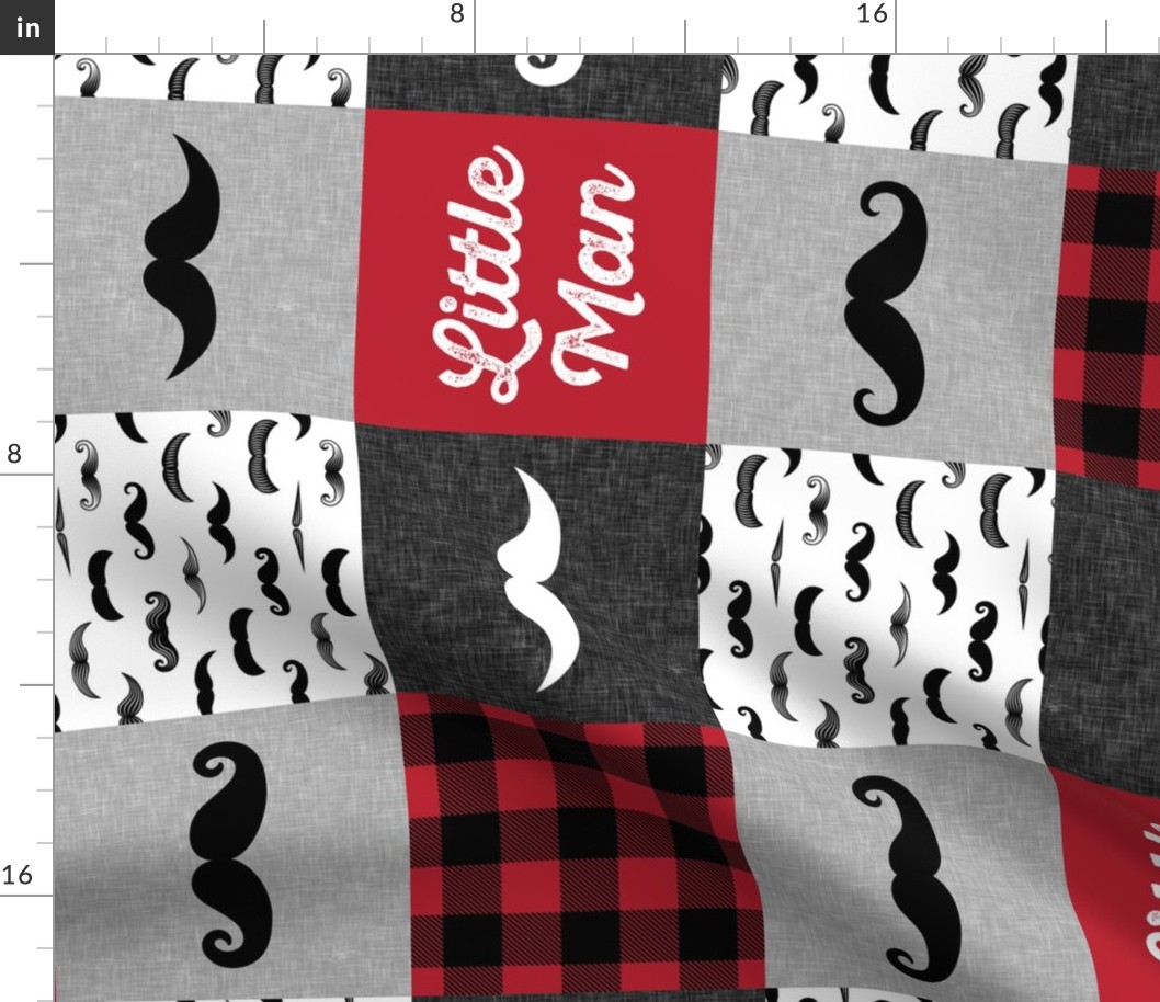 Little Man - Mustache Wholecloth - red and black plaid C19BS (90)