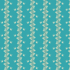 leaves_and_swallows_-_cream and turquoise