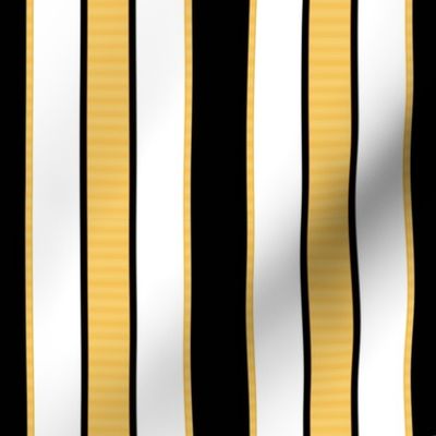 Black & Gold Stripes on White