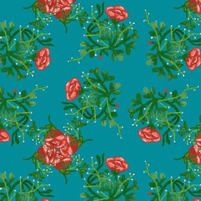 Red Rose Bouquet on Teal