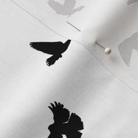 Doves in Flight, Black on White