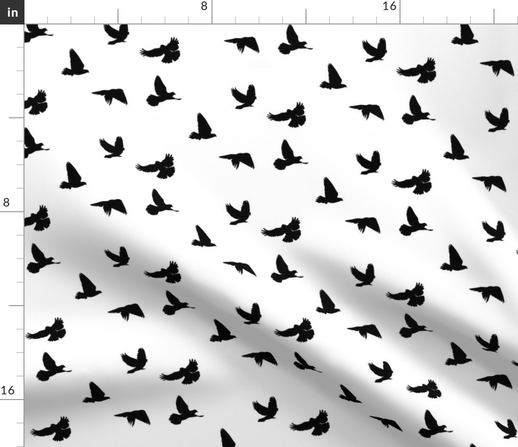 Doves in Flight, Black on White