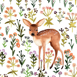 Flowers and fawn