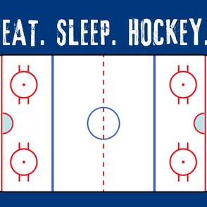 (minky 54") Eat. Sleep. Hockey. - Ice Hockey Rink - blue  LAD19