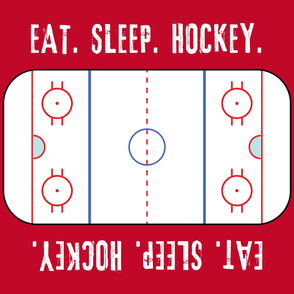 (42" width) Eat. Sleep. Hockey. - Ice Hockey Rink - Red LAD19