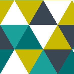 teal + citron triangle wholecloth
