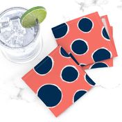 Fuzzy Polka dots Navy on Coral