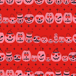 Valloween Pails- Pink Pails Red BG