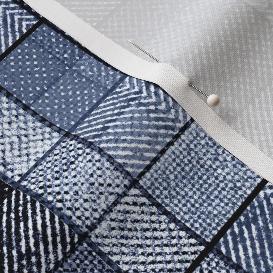 Blue denim tartan plaid. Fabric | Spoonflower