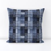  Blue denim tartan plaid.