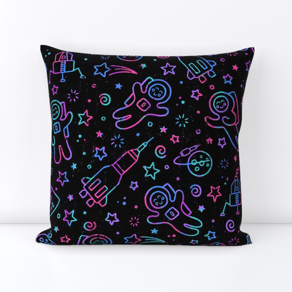 Moon Landing Crayon Housse de coussin carrée | Spoonflower