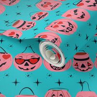 Valloween Pails- Pink on Turquoise