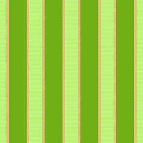 Bright Green & Gold Stripes on Dark Green