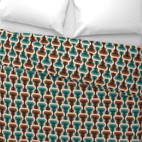 Mid-century modern retro 70s T-shape teal brown