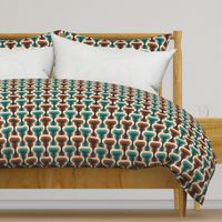 Mid-century modern retro 70s T-shape teal brown