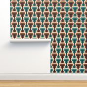 Mid-century modern retro 70s T-shape teal brown